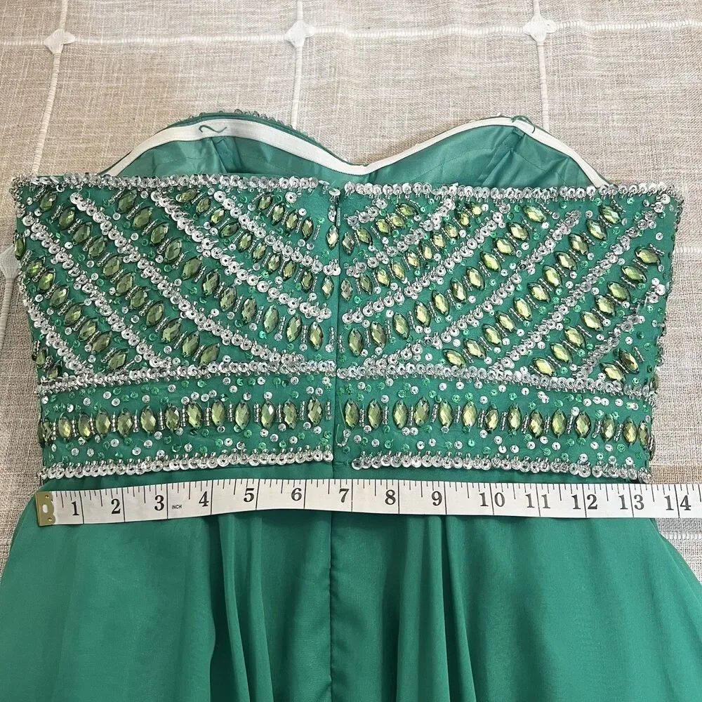 Sherri Hill Formal Dress #8546 Mardi Gras Strapless Emerald Green NWT Women’s 8 - Picture 14 of 14